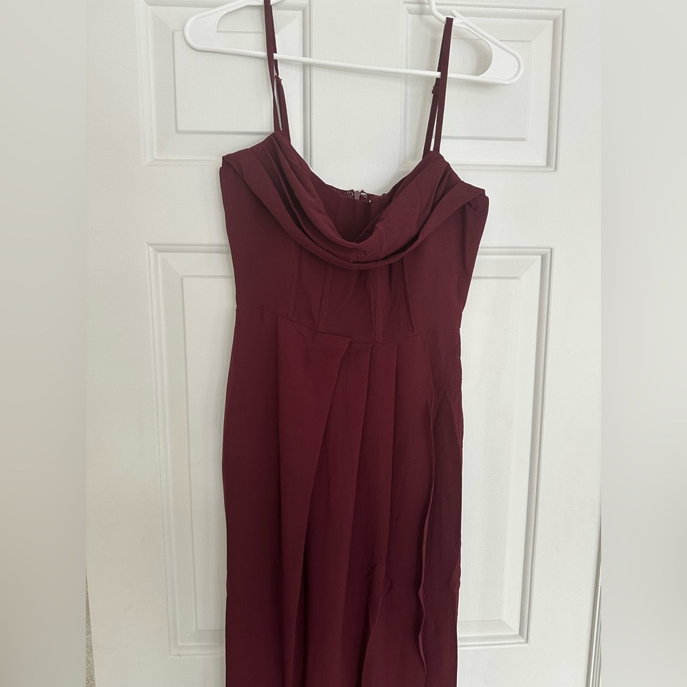Showpo Asymmetrical Burgundy Dress - Picture 4 of 5